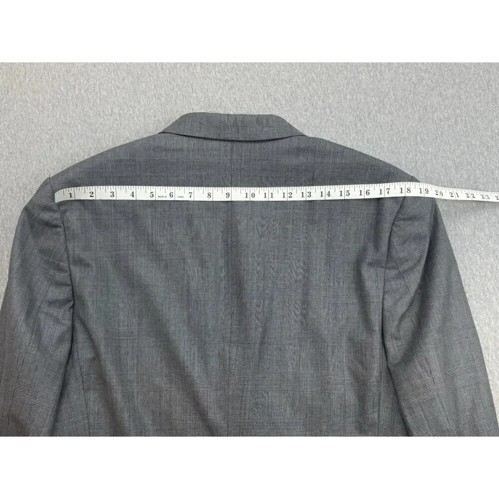 Express Blazer Mens 38R‎ Glen Plaid Wool Blend Stretch 2-Button Single Breast